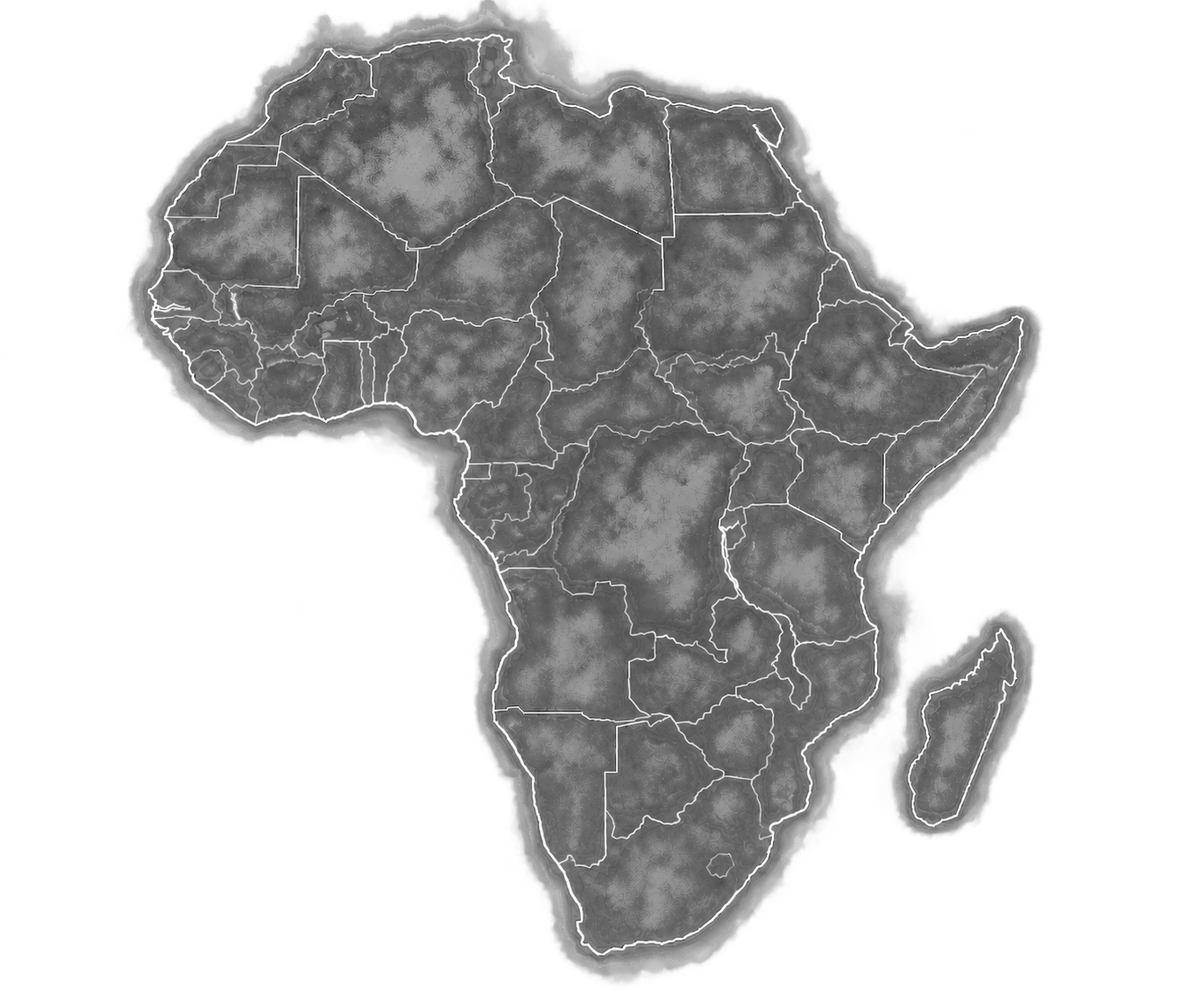 Interaktivní mapa Afriky se zeměmi popsanými v článcích